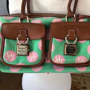 Dooney & Bourke Green and Pink & Green Satchel Purse
